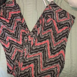 Black gauchos with white and pink designs